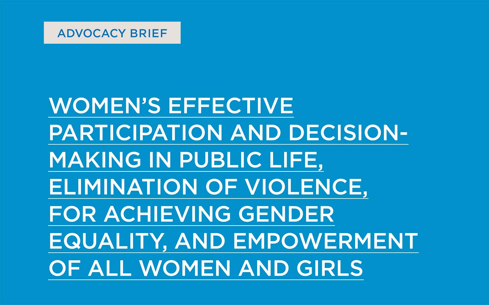 Women S Effective Participation And Decision Making In Public Life Elimination Of Violence For